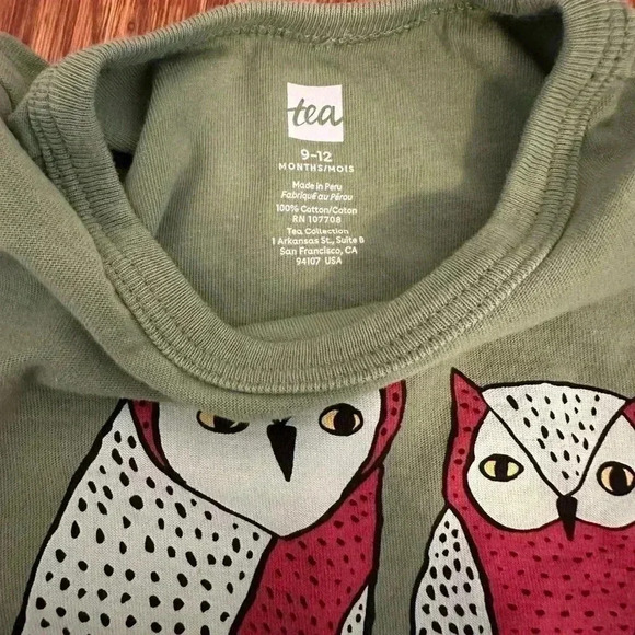 Tea Collection Green Owl Shirt baby size 9-12 months - Picture 5 of 8